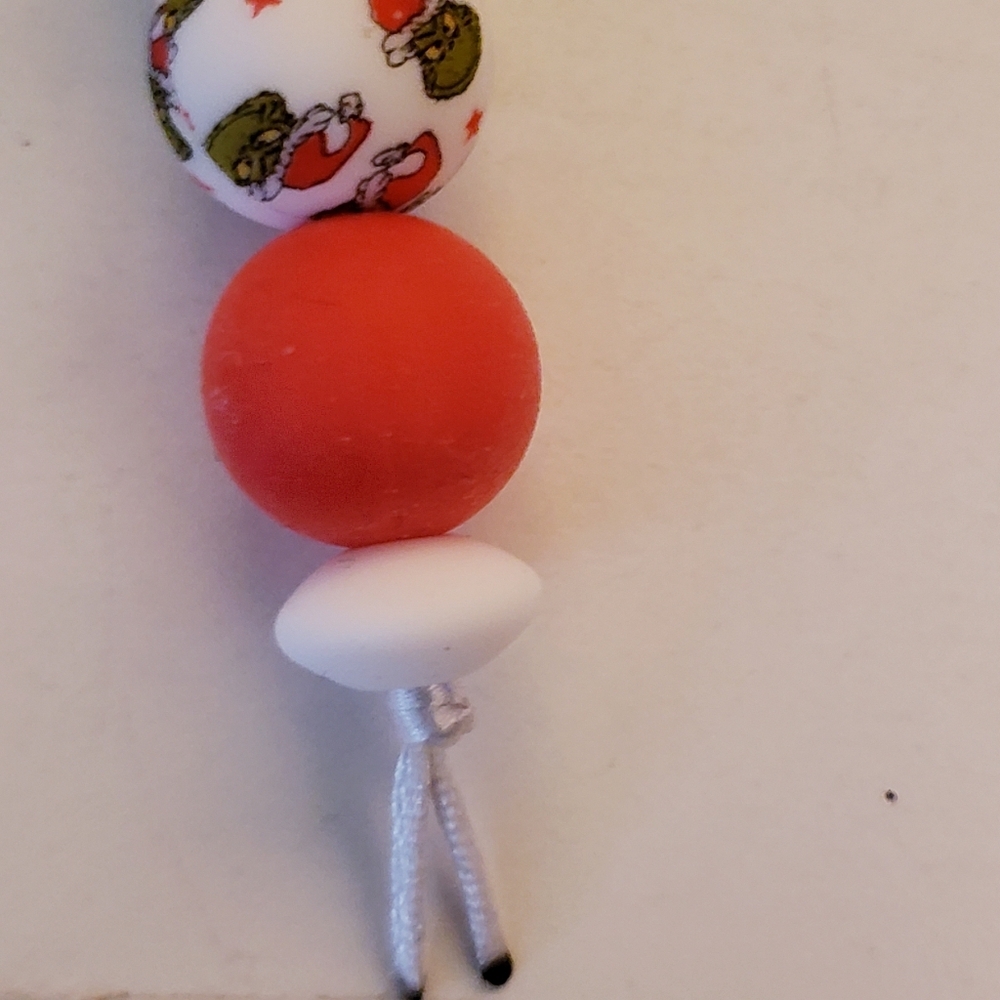 Handmade Long Glow in Dark Holiday Grinch Max Silicone Focal Bead Keychain - Picture 10 of 10